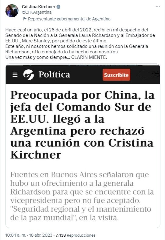 Cristina Kirchner desbarató otra fake news