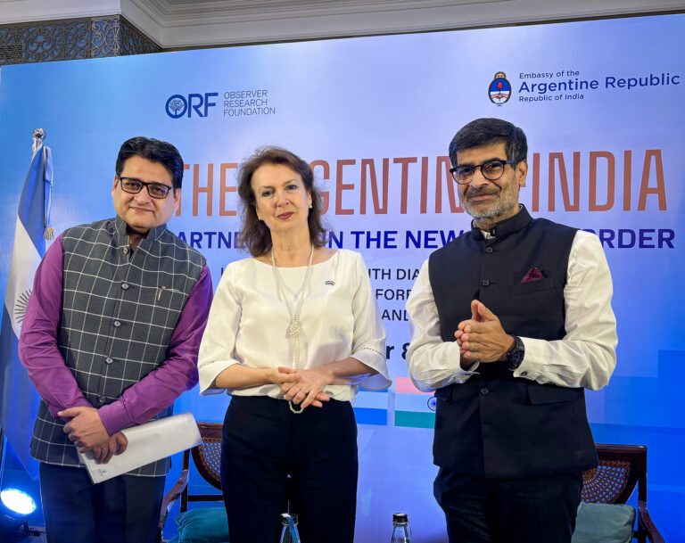 Visita oficial a la India: Mondino mantuvo hoy reuniones políticas y comerciales en Nueva Delhi